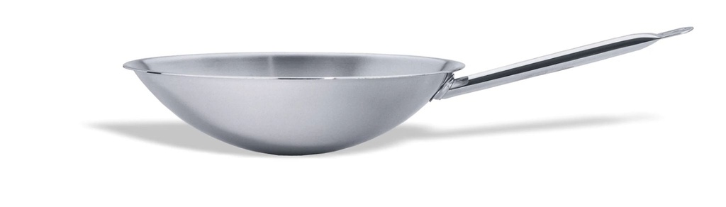 [P239036] Wok Multimetal con fondo redondo de acero inoxidable de 36 centímetros listo para la inducción