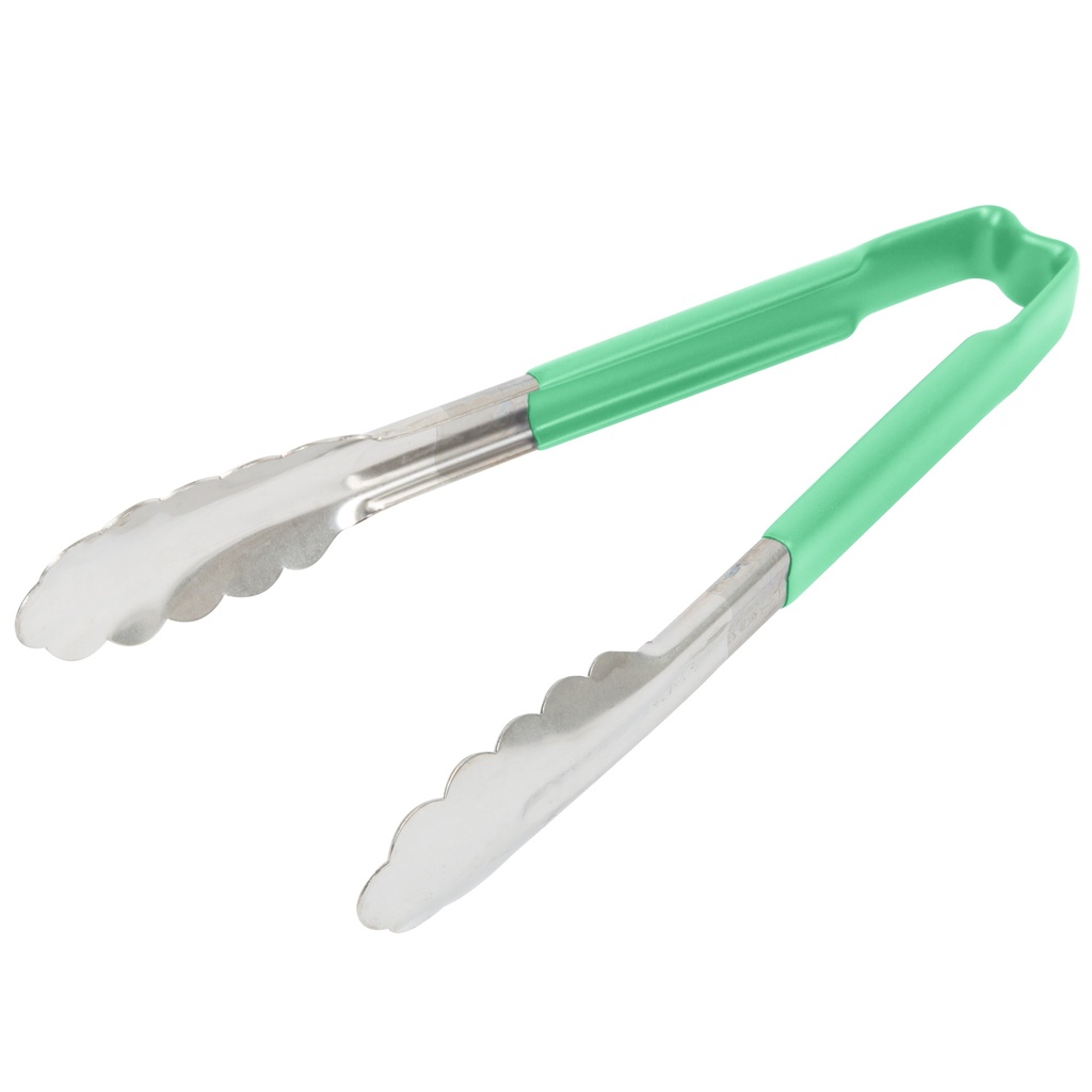 Pinzas festoneadas monobloc de acero inoxidable de 24 cm con mango verde Kool-Touch®