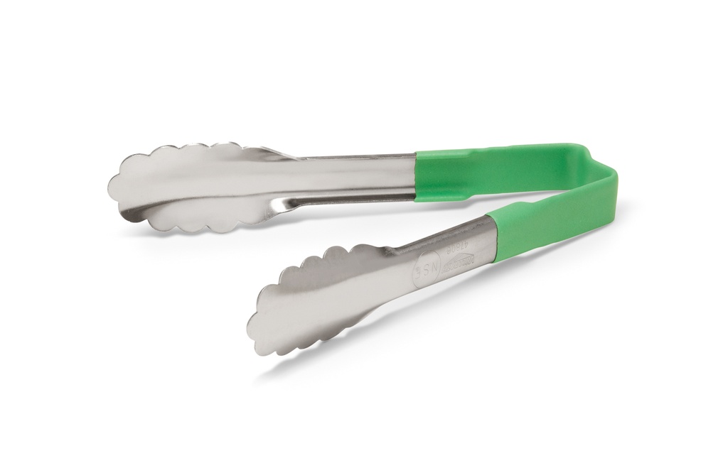 Pinzas festoneadas monobloc de acero inoxidable de 15 cm con mango verde Kool-Touch®