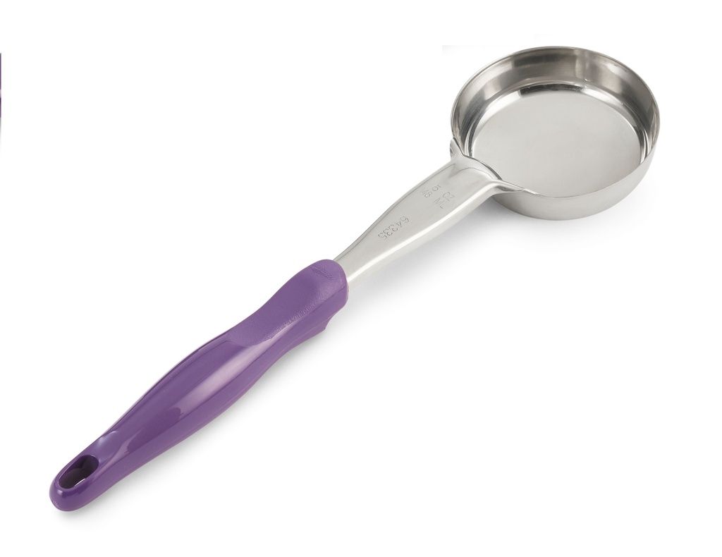 Spoodle® monobloc redondo de acero inoxidable de 148 ml con mango de nylon morado