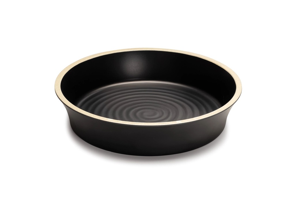 Plato de tapas Terracota 35.5 centímetros de melamina en negro con borde de color canela