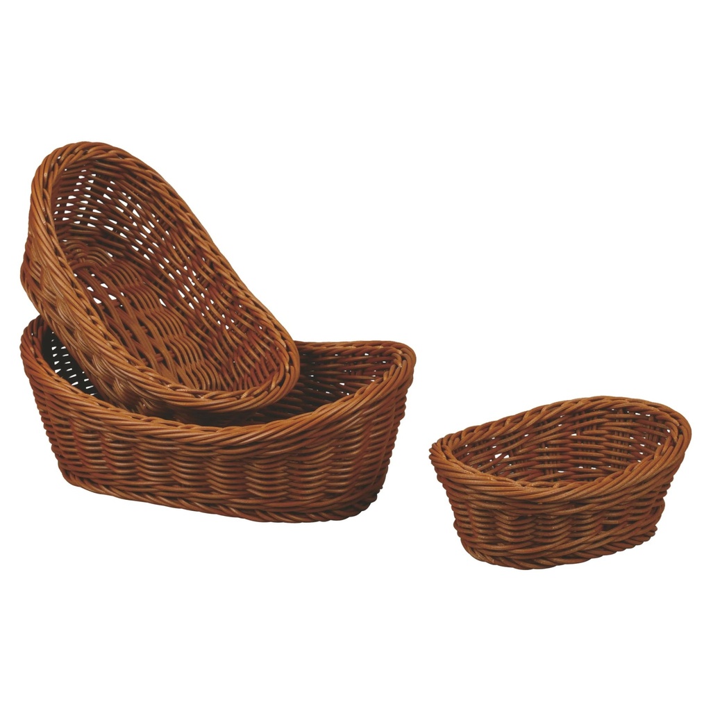 [P100892] Cesta de pan de mimbre ovalada de polipropileno de 29 x 19 cm en marrón