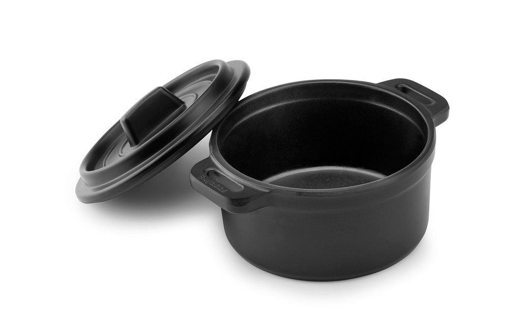 [P23810] Mini cacerola redonda 14 centímetros melamina en negro con tapa