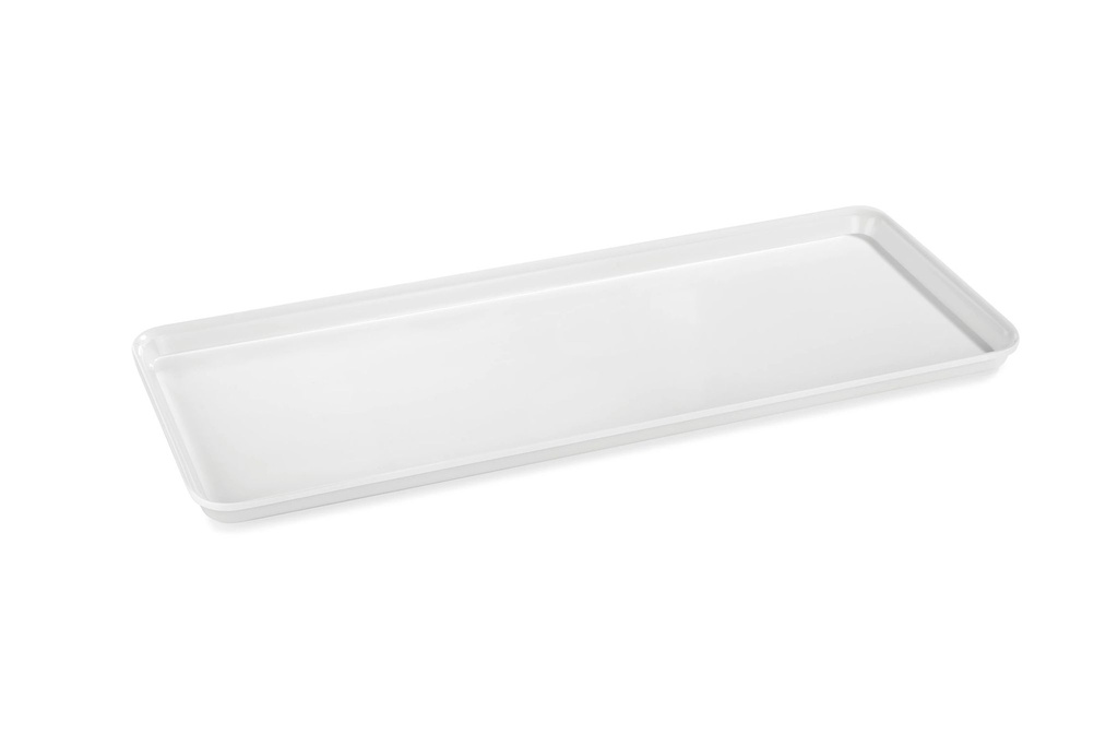 Bandeja exhibición rectangular 50 x 18 cm melamina en color blanco