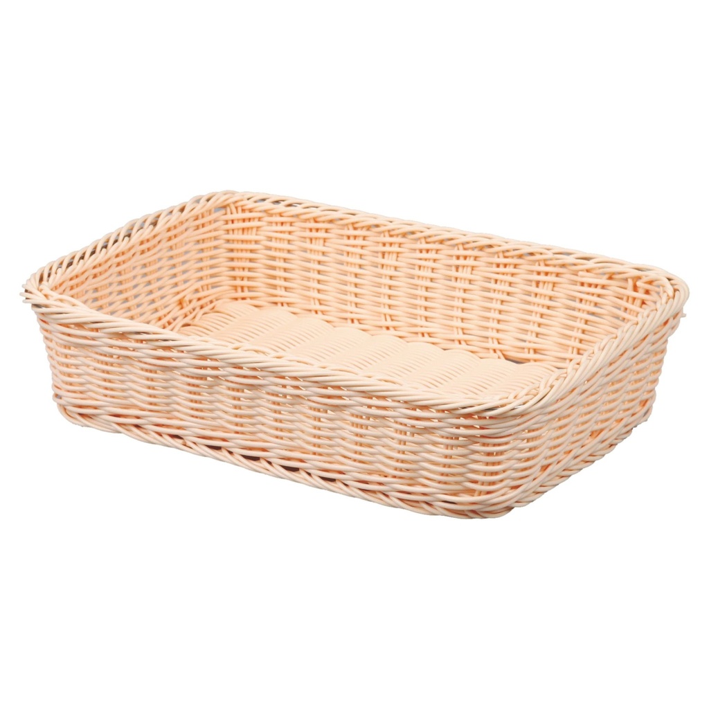 [P100851] Cesta de pan de mimbre rectangular 40 x 28,5 cm polipropileno en marrón suave