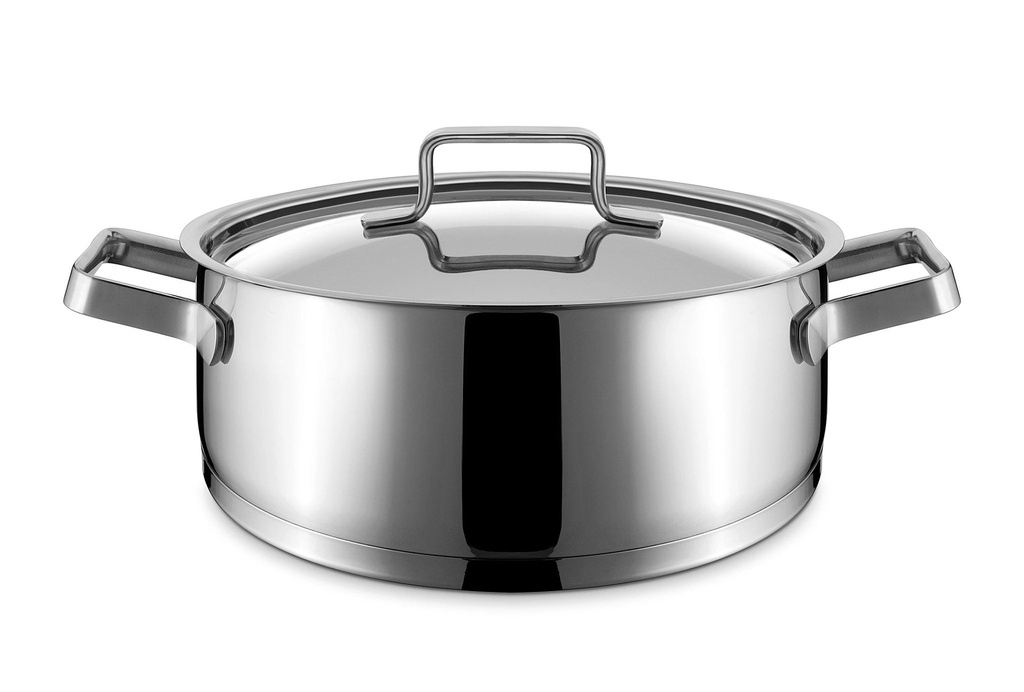 Cacerola baja con tapa Inox First de 16 centímetros con base de aluminio encapsulado