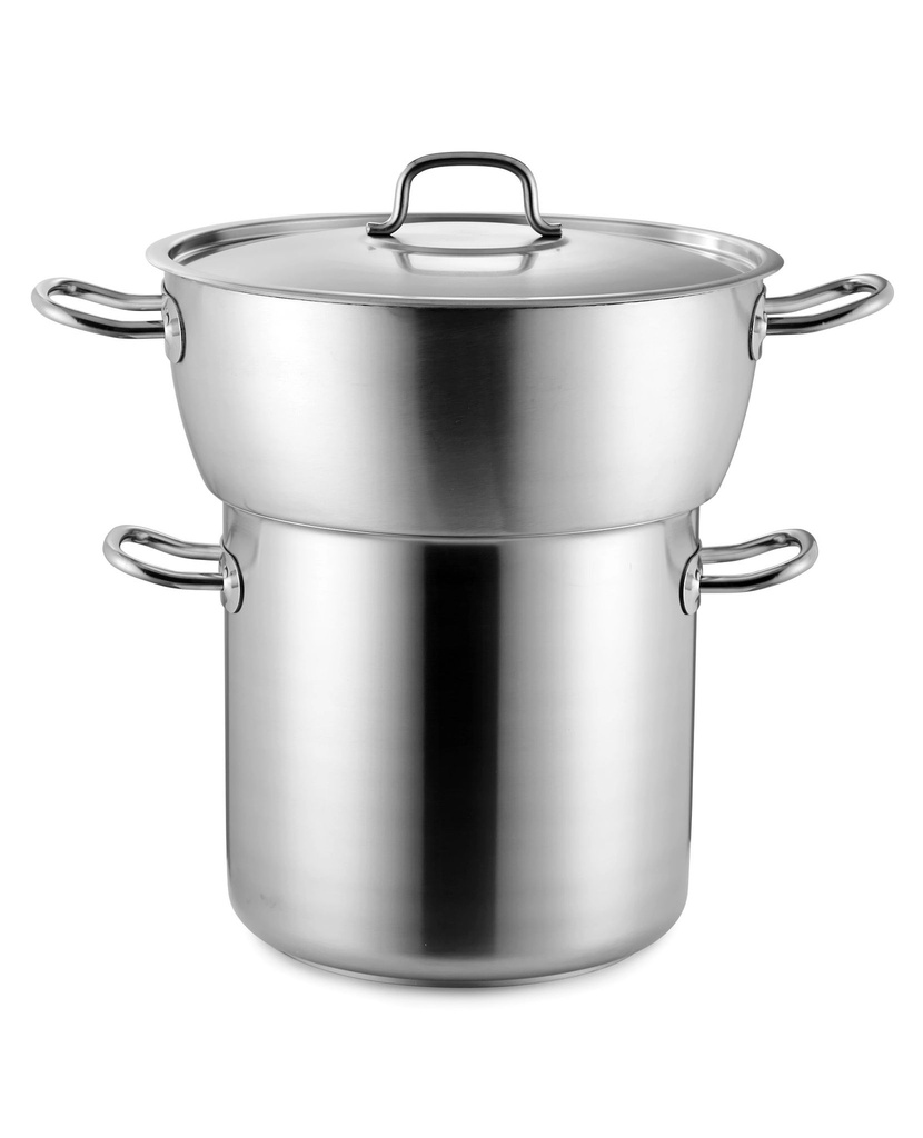 Conjunto cuscusera bombeada de 32-centimeter-diameter bottom pot, 40-centimeter-diameter upper pot and lid