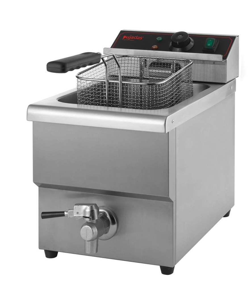 Freidora de 8 litros de acero inoxidable con grifo de vaciado