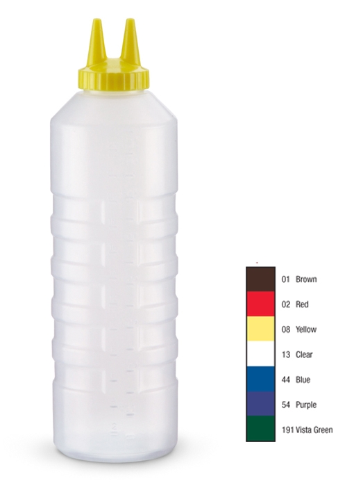 Dispensador a presión doble transparente de 710 ml con tapa roja