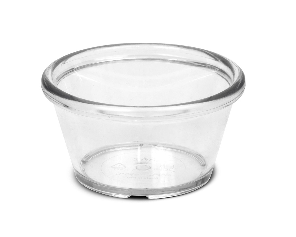 Recipiente para salsas de PET transparente de 7.5 cm