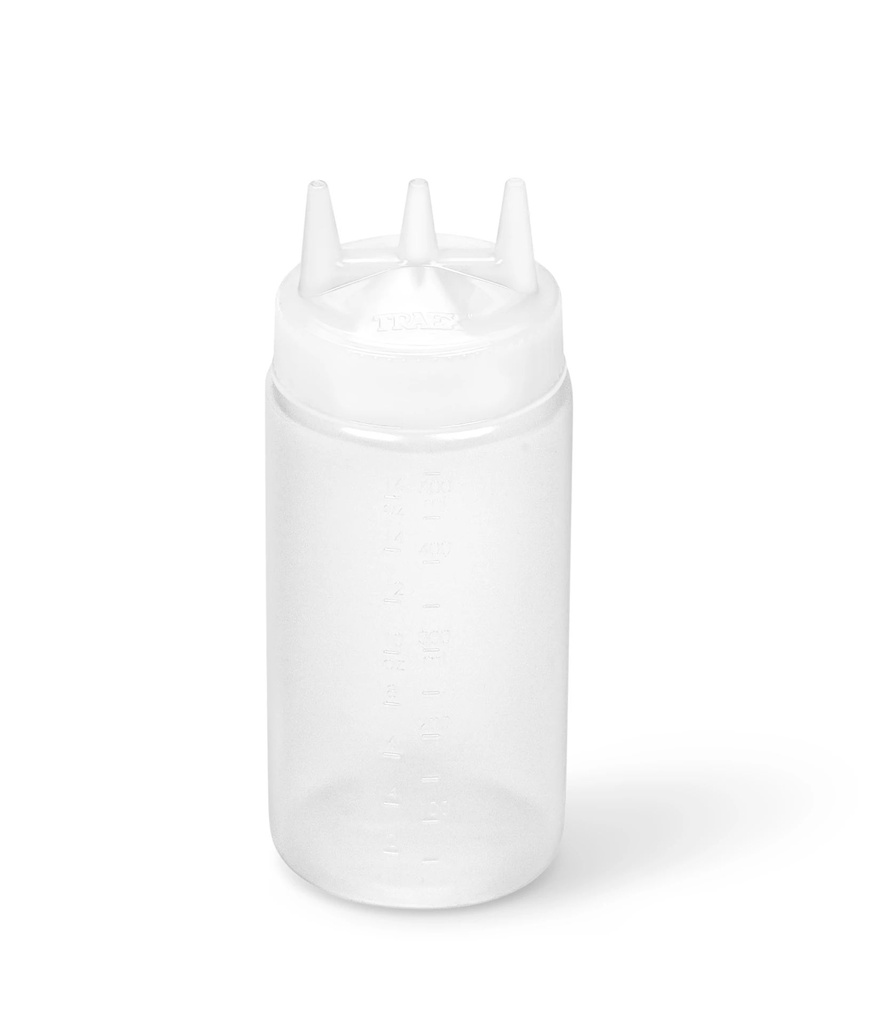 Dispensador a presión triple transparente de 470 ml con tapa transparente