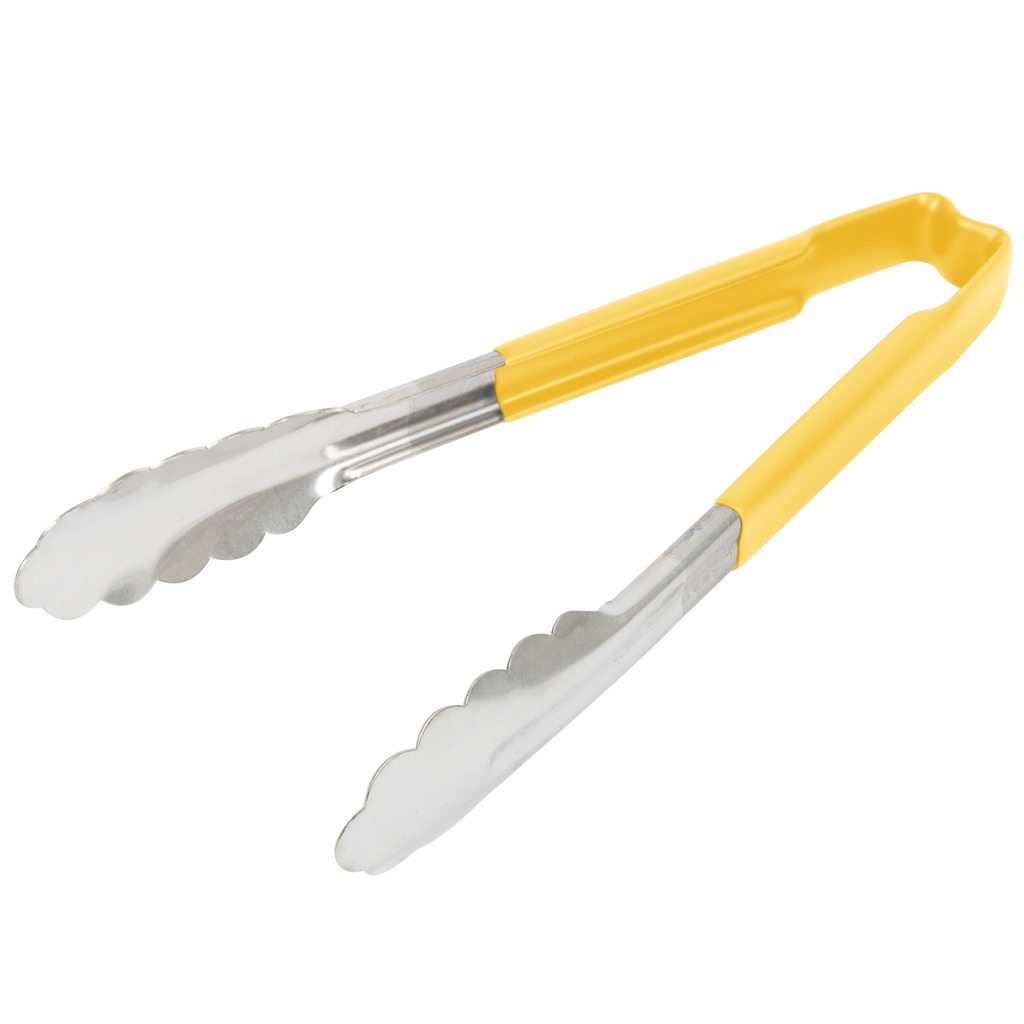 Pinzas festoneadas monobloc de acero inoxidable de 24 cm con mango amarillo Kool-Touch®