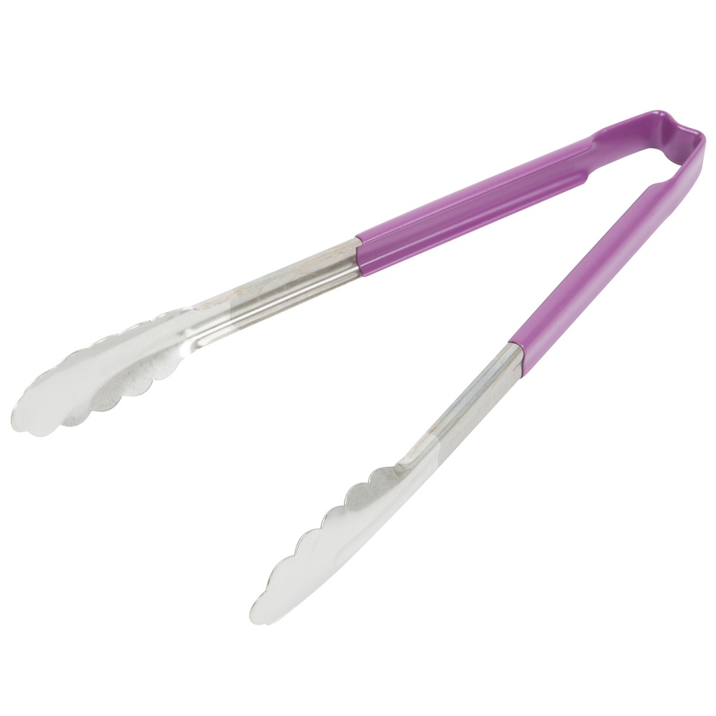 Pinzas festoneadas monobloc de acero inoxidable de 30 cm con mango púrpura Kool-Touch®