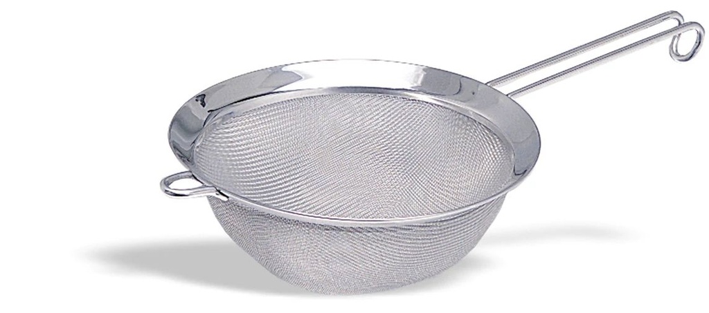 Colador media bola en acero inox de 15 cm con luz de malla de 0.7 mm