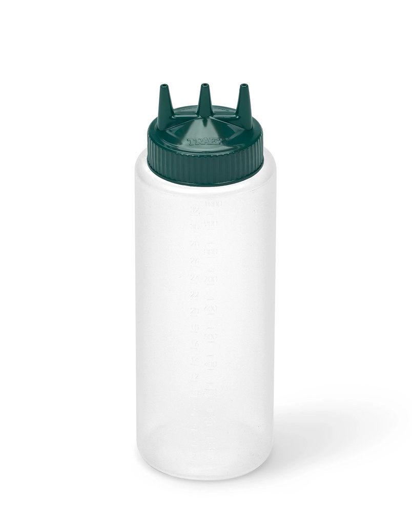 Dispensador a presión triple transparente de 950 ml con tapa verde