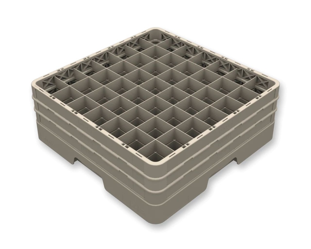 [P5490E2] Cesta abierta Flap Rack de polipropileno de 49 compartimentos en color beige con dos extensores