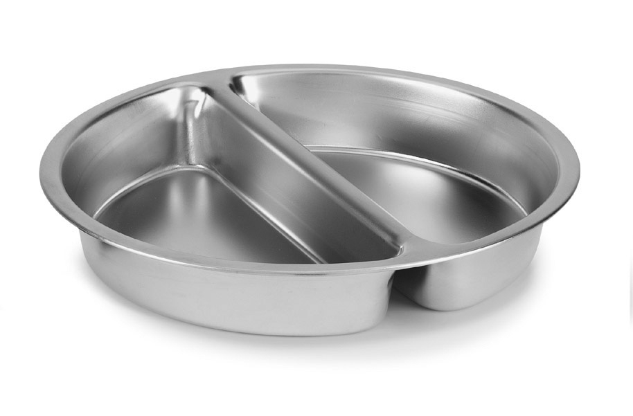 Cubeta redondo de acero inoxidable con dos compartimentos. Capacidad 3,8 L (1,9 L por compartimento).