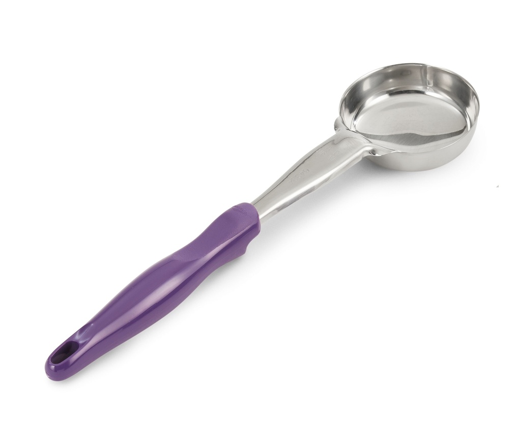 Spoodle® monobloc redondo de acero inoxidable de 118 ml con mango de nylon morado