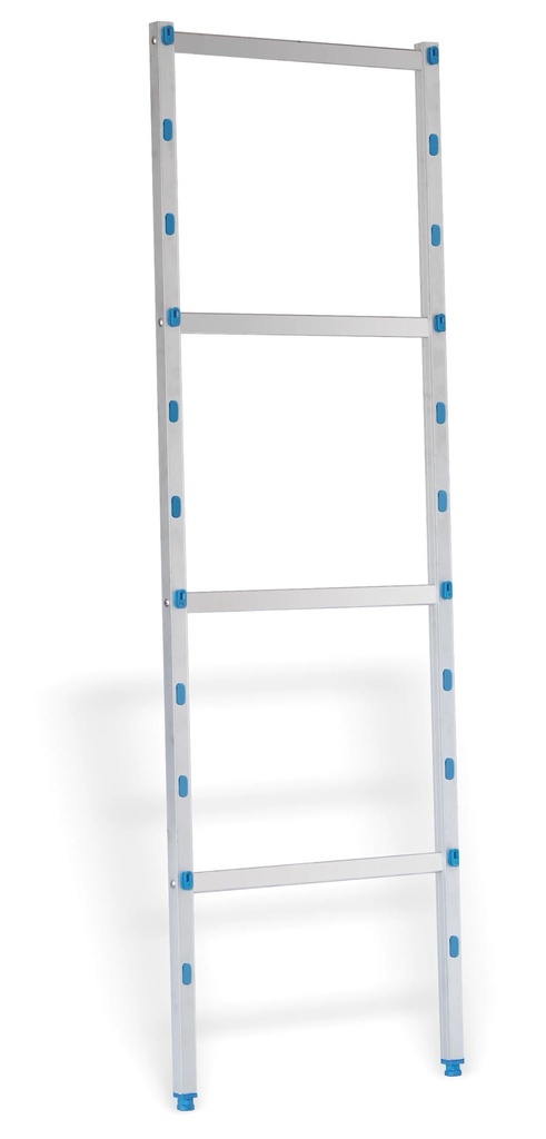 [P7647] Soporte lateral de cuatro niveles con estructura de aluminio anodizado con estanterías de polipropileno de 2000 x 385 mm para estanterías modulares