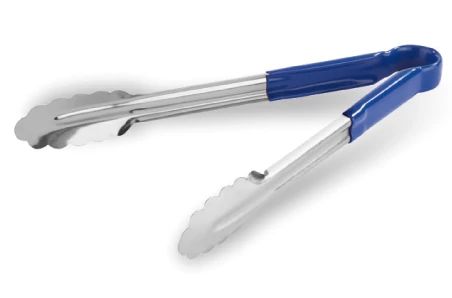 Pinzas festoneadas de acero inoxidable de 30 centímetros con mango de PVC azul