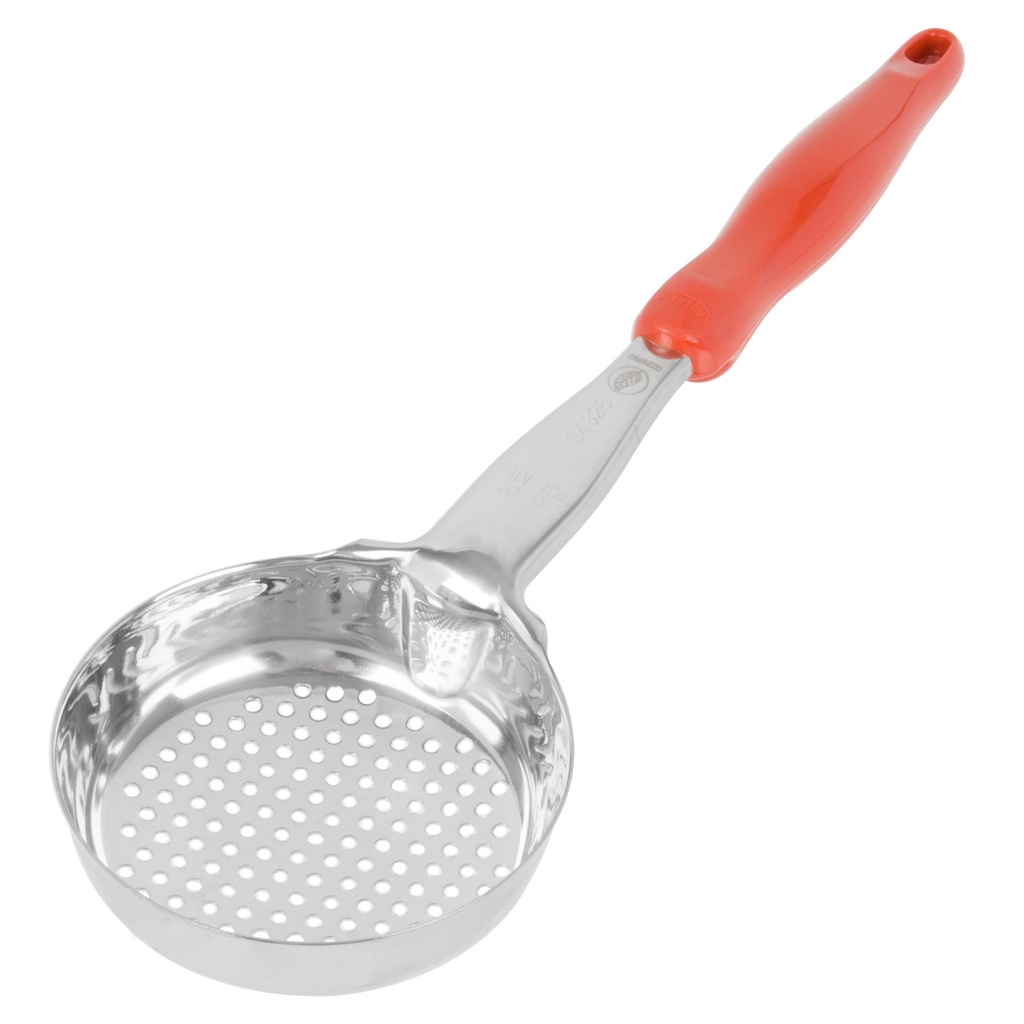 Spoodle® monobloc perforado redondo de acero inoxidable de 236 ml con mango de nylon naranja