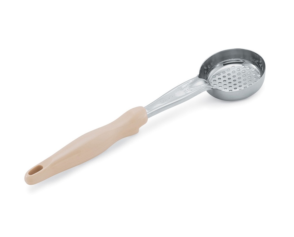 Spoodle® monobloc perforado redondo de acero inoxidable de 89 ml con mango de nylon marfil