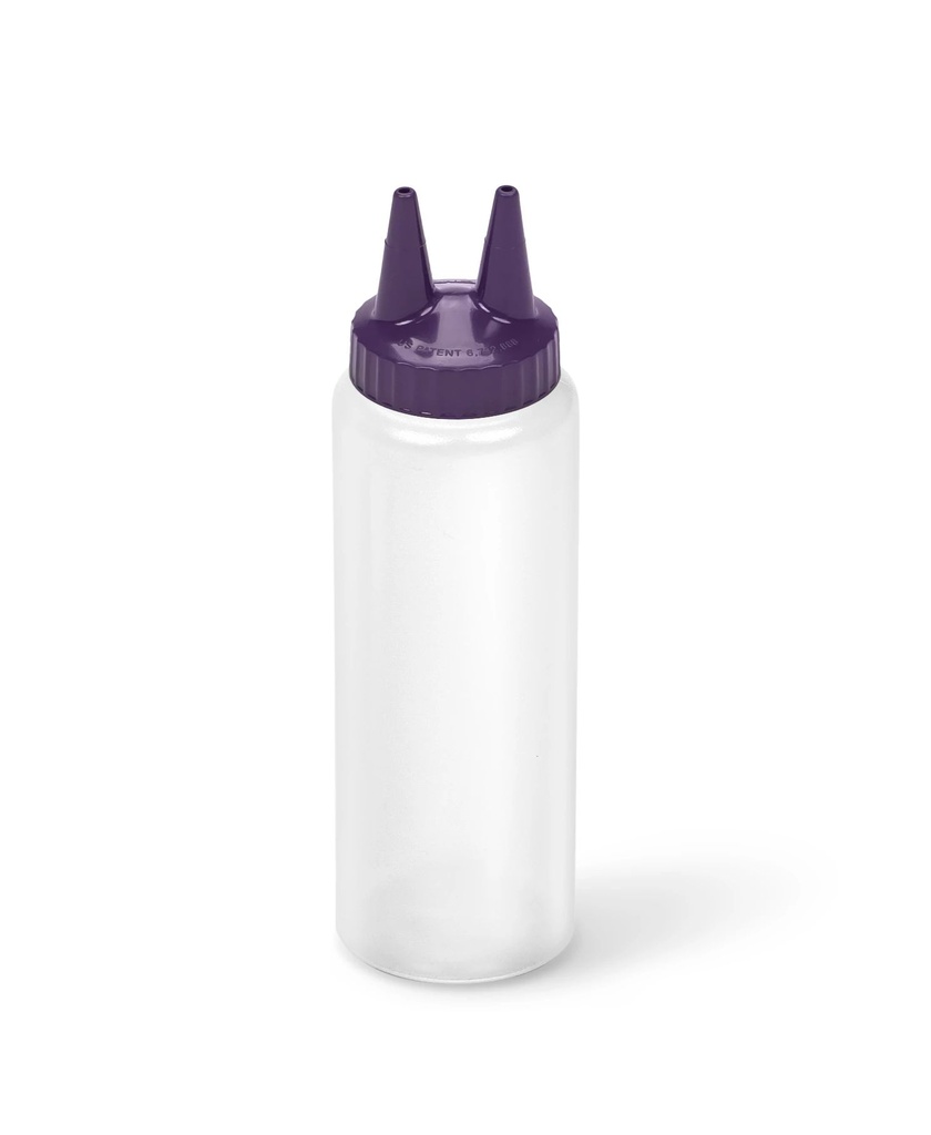 Dispensador a presión doble transparente de 240 ml con tapa púrpura