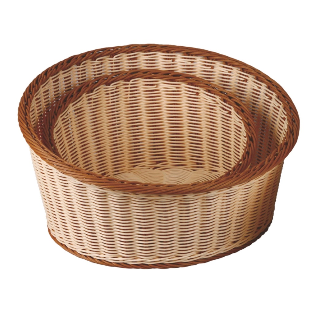 Cesta de pan redonda de mimbre inclinada de polipropileno de 36 cm en marrón