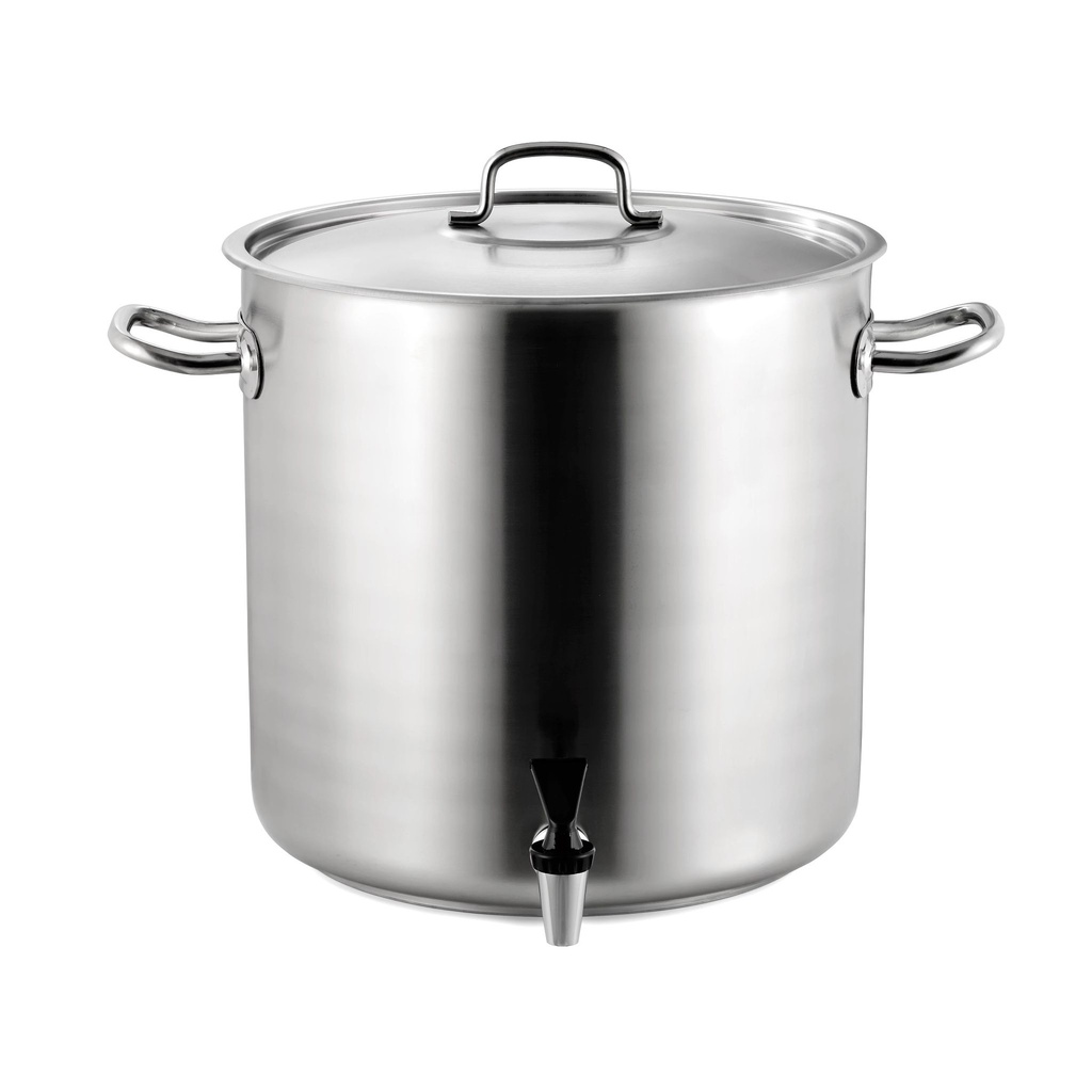 Inox-Pro olla de 40 centímetros de acero inoxidable listo para la inducción en acabado satinado con grifo y tapa