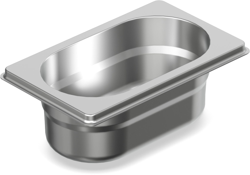 Cubeta Gastronorm GN PRO de acero inoxidable 18/10 de tamaño 1/9 y 65 mm de profundidad