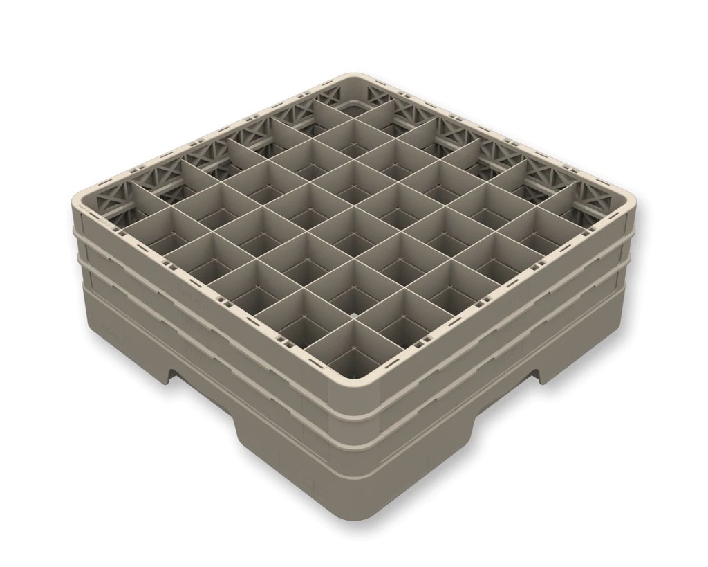 Cesta cerrada Flap Rack de polipropileno de 36 compartimentos en color beige con un extensor