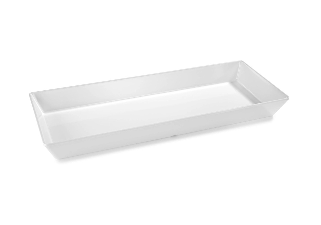 Plato de servicio rectangular profundo 50 x 20 cm melamina en blanco