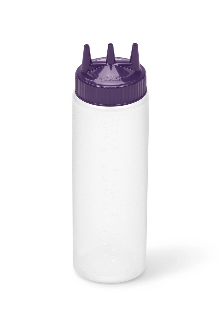 Dispensador a presión triple transparente de 710 ml con tapa púrpura