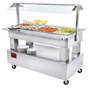 Buffet - Barra de ensaladas, refrigerada, 4x GN1/1-150 (Madera blanca)