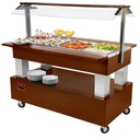 Buffet - Barra de ensalada refrigerado, 4x GN 1/1-150 (lena caoba)