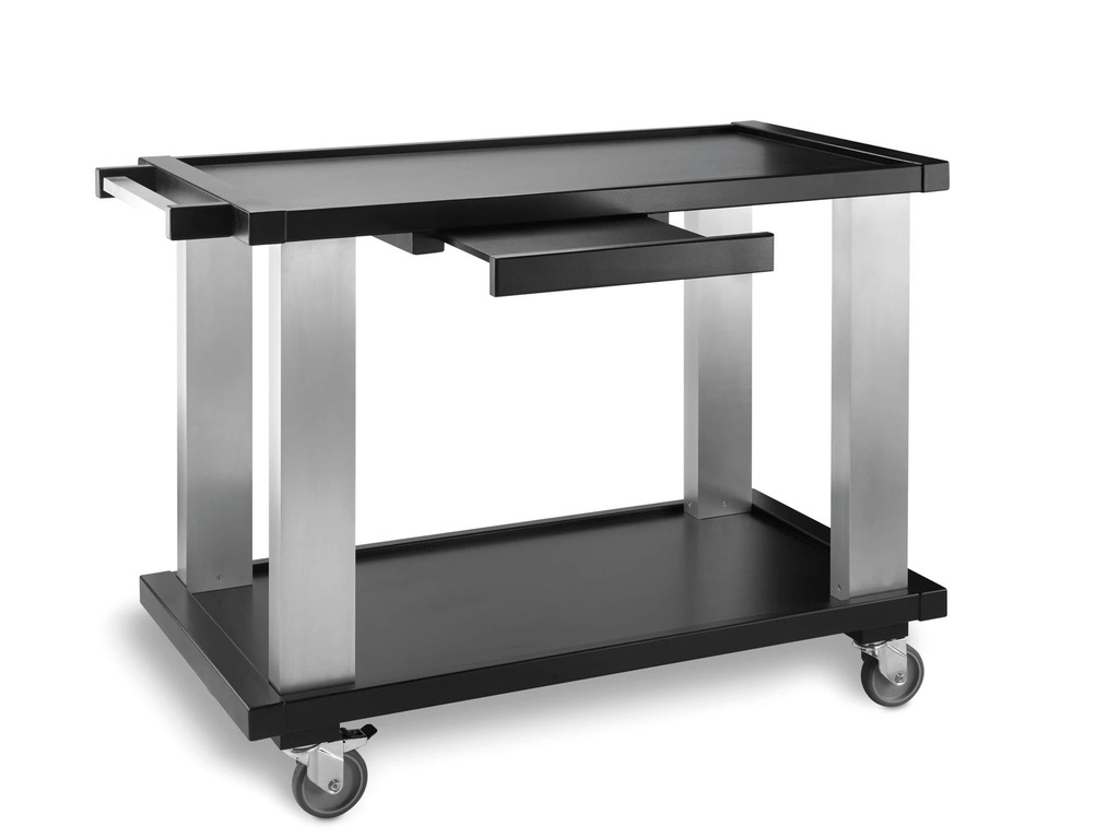 [P80220] Carro De Madera Y Aluminio 2 Estantes Negro