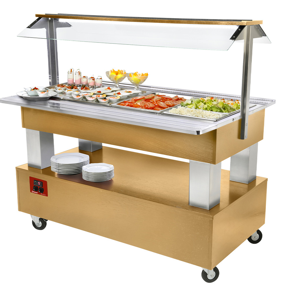 Aparador - Salad bar refrigerado, 4x GN 1/1-150 (Madera roble claro)