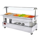 Buffet - Barra de ensaladas, refrigerada, 6x GN1/1-150 (Madera blanca)