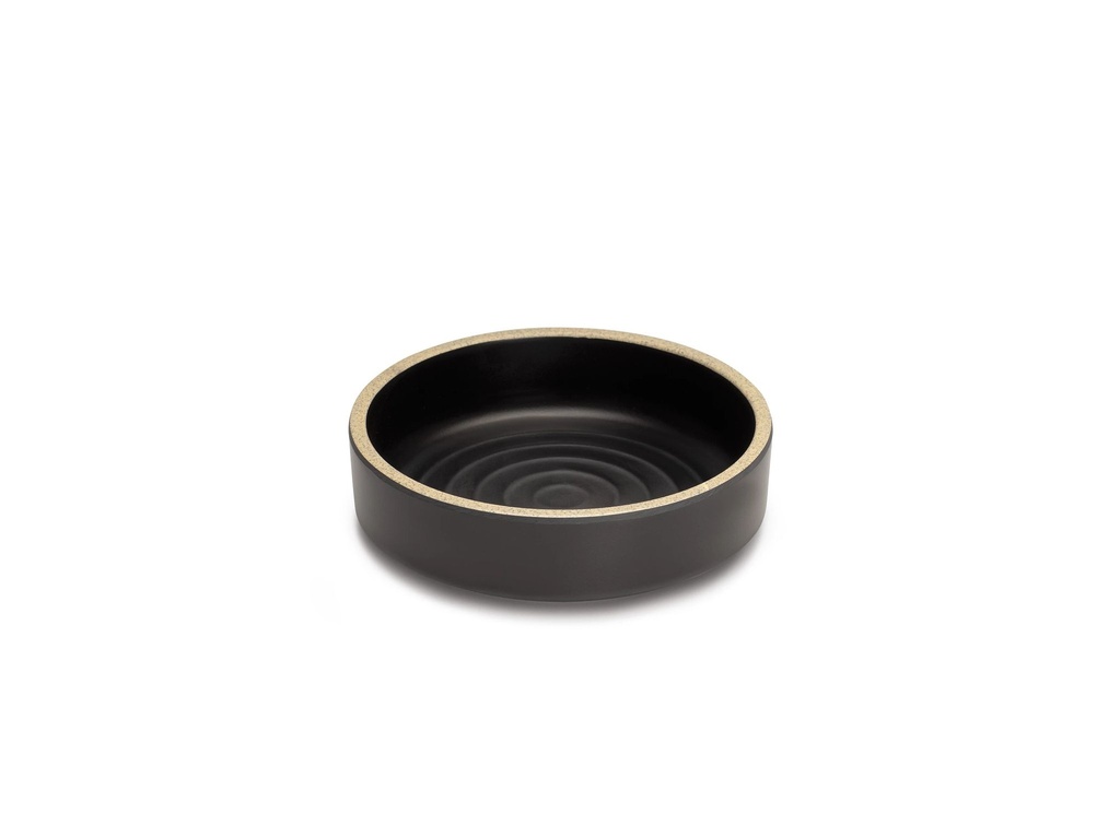 Plato de tapas Terracota 10.5 centímetros de melamina en negro con borde bronceado