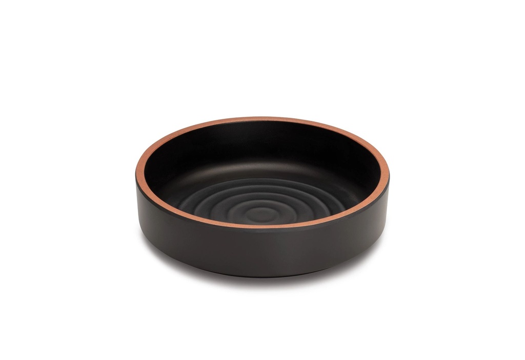 Plato de tapas Terracota 15,5 centímetros melamina en negro con borde rojo