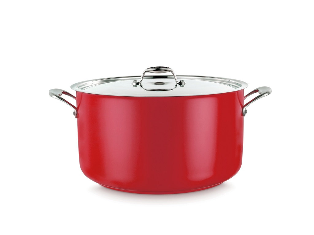 Cacerola alta con tapa Cool Line de 24 centímetros de acero inoxidable 18/10 Rojo