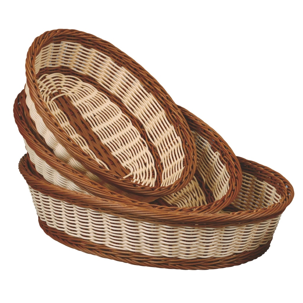 Cesta de pan de mimbre ovalada de 30 x 23,5 cm de polipropileno en marrón bicolor