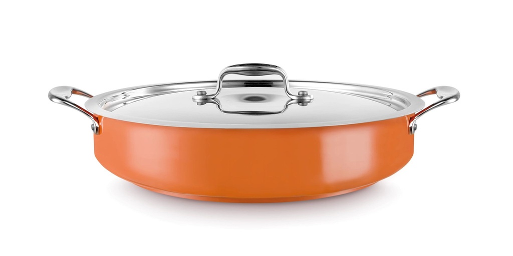 Paellera con tapa Cool Line de 28 centímetros de acero inoxidable 18/10 Naranja