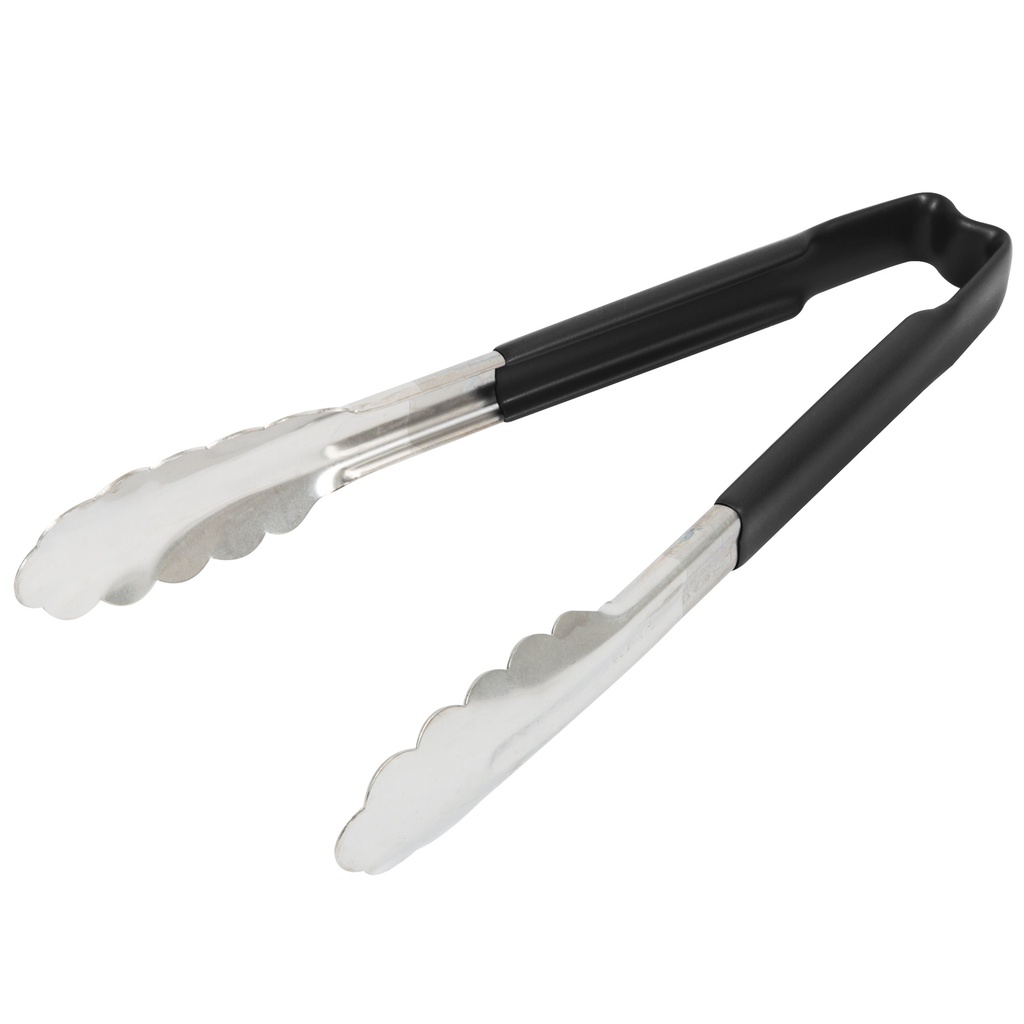 Pinzas festoneadas monobloc de acero inoxidable de 24 cm con mango negro Kool-Touch®