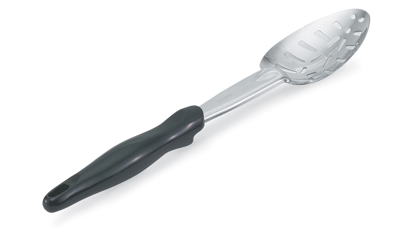 Cuchara de servir ranurada de acero inoxidable con mango Ergo Grip™ negro