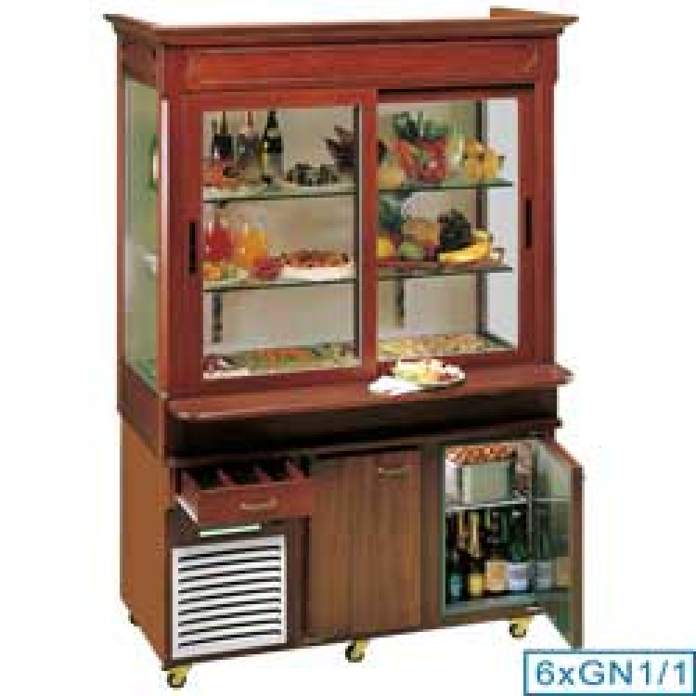 Mueble buffet 6 GN 1/1 y vitrina refrigerada