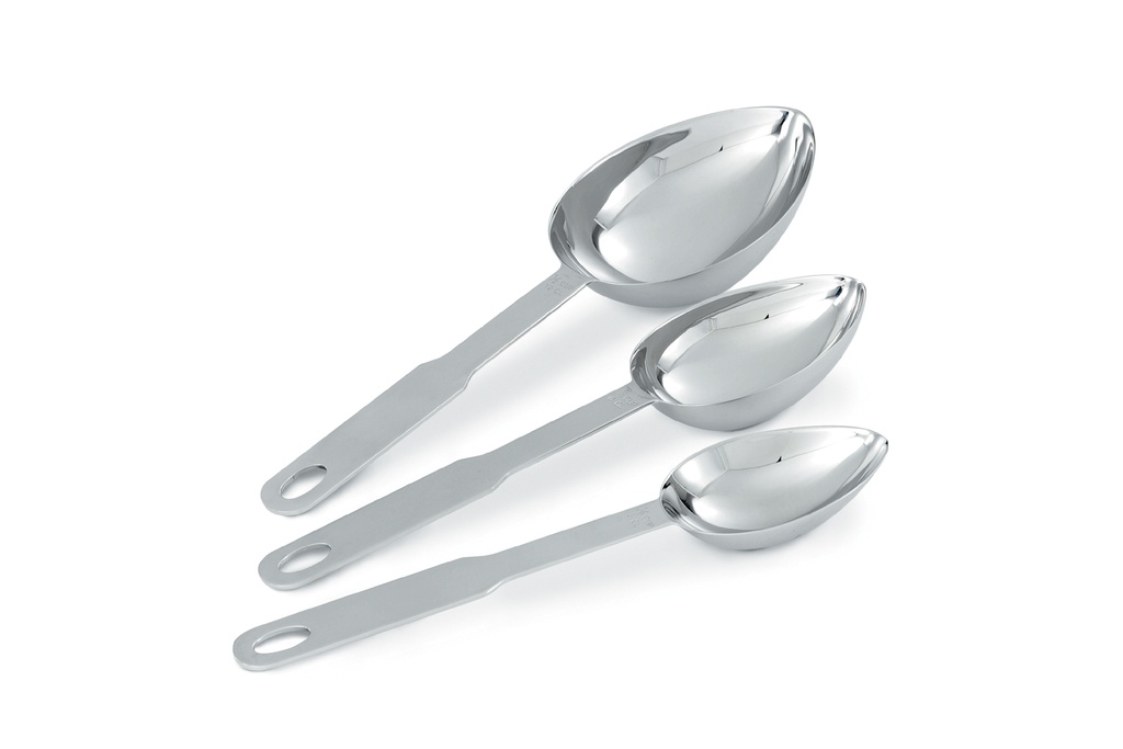 Set de 3 cucharas ovales medidoras de acero inoxidable