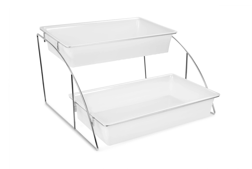 [P22154] Soporte de exhibición de acero inoxidable para cuatro bandejas gastronorm de 1/1 tamaño