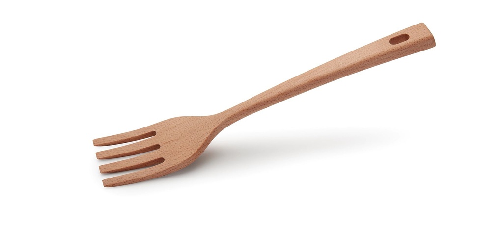 Tenedor de madera de una pieza