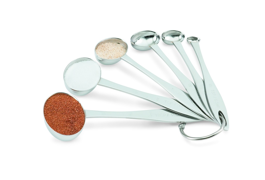 Juego de 6 cucharas ovales medidoras de acero inoxidable
